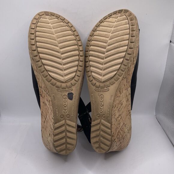 Crocs A-Leigh Wedge Cork Sandal Women's Size 10 Preppy Heel Summer Business - Picture 8 of 8